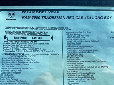 2024 RAM Ram 3500 RAM 3500 TRADESMAN REGULAR CAB 4X4 8' BOX