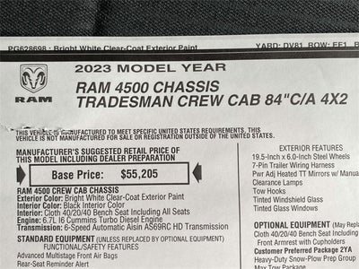 2023 RAM Ram 4500 Chassis Cab RAM 4500 TRADESMAN CHASSIS CREW CAB 4X2 84' CA
