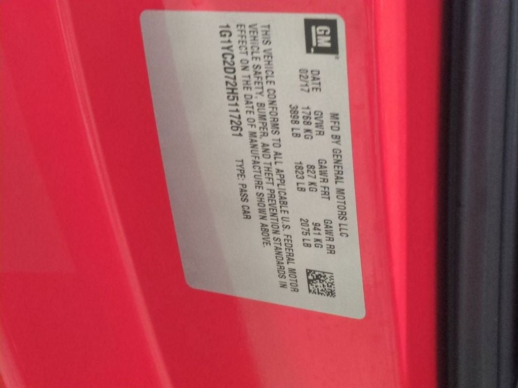 2017 Chevrolet Corvette Stingray 2LT